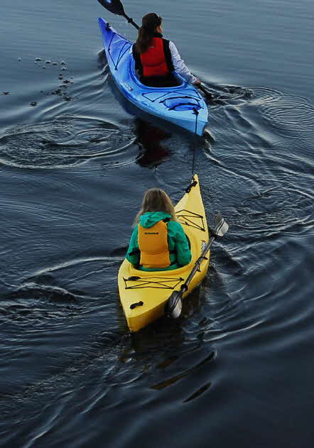 The standard feature tow line is very handy for when your child is too tired to paddle.
